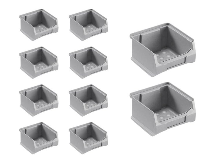 PROREGAL SparSet 10x Graue Sichtlagerbox 1.0 HxBxT 6 x 10 x 10 cm 0,4 Liter Sichtlagerbehälter