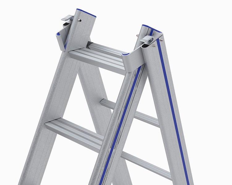 Detailaufnahme einer Aluminium-Stufenleiter