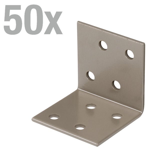 Winkelverbinder aus Metall mit mehreren Befestigungslöchern im 50 Stück Set zur Holzverbindung