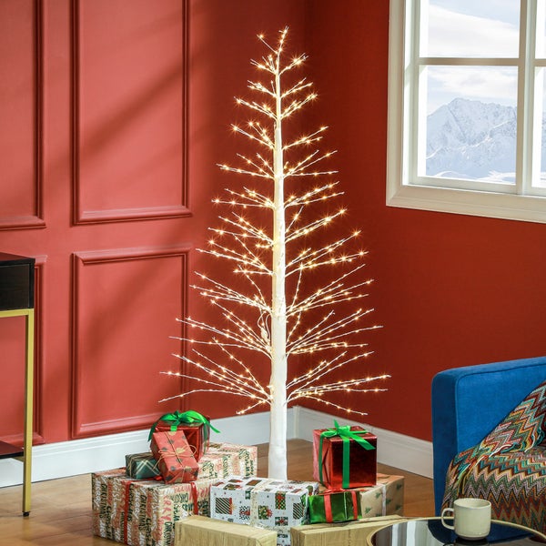 HOMCOM 150 cm Lichterbaum Kunstbaum mit 600 LED, LED Weihnachtsbaum, Weihnachtsdeko für Weihnachten, Geburtstag, Hochzeit, Indoor und Outdoor Weiß