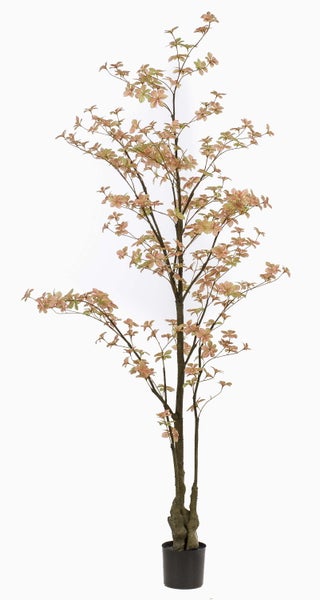 Kunstbaum Kapuzinerkresse Sulla, Kunststamm, pfirsich-grün, 210cm - Deko Kunstpflanze