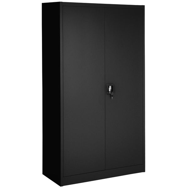 Aktenschrank tectake  180 x 90 x 40 cm aus pulverbeschichtetem Stahl schwarz