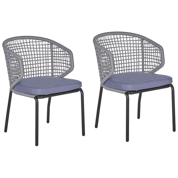 Set mit 2 Stühlen und Sitzkissen PALMI Metall Grau