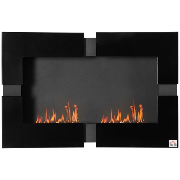 HOMCOM, Ethanol-Kamin, Bio-Ethanol-Brenner, 90L x 18B x 60H cm, Eisen, Schwarz