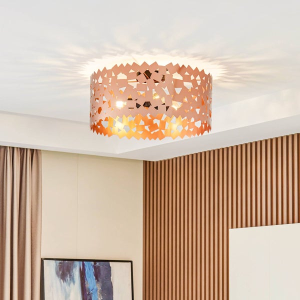 Lucande Deckenlampe Aeloria (Modern) in Kupfer aus Metall (3 flammig, E27) - Deckenleuchte Lampe Wohnzimmerleuchte