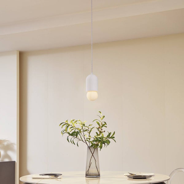 Lindby Pendelleuchte Nielson (Modern) in Weiß aus Gips/Ton (1 flammig, E27) - Deckenlampe Esstischlampe Hängelampe Hängeleuchte Wohnzimmerleuchte