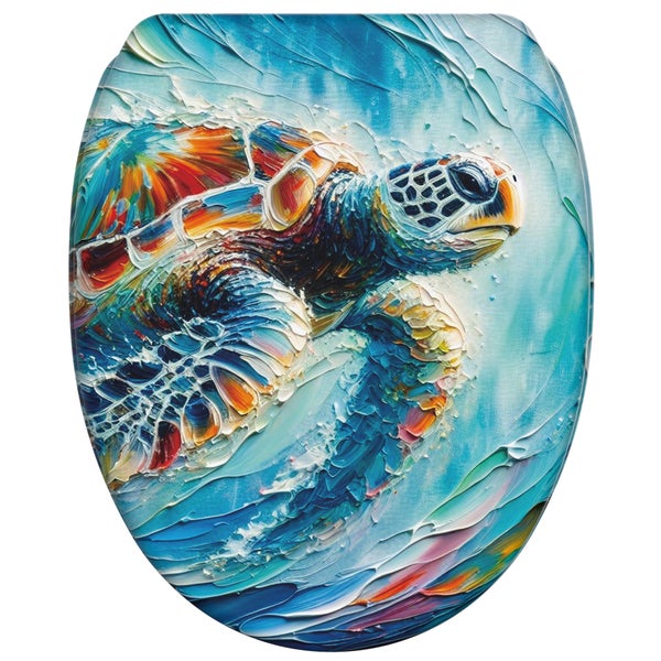 Toilettensitz mit künstlerischem Schildkröten Motiv im Ölgemälde Stil