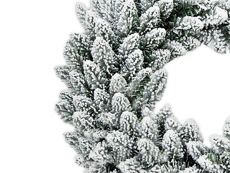 LAALU Weihnachtskranz künstlich undekoriert schneeweiß DELUXE Viola 30 cm zum Tisch und Hängen