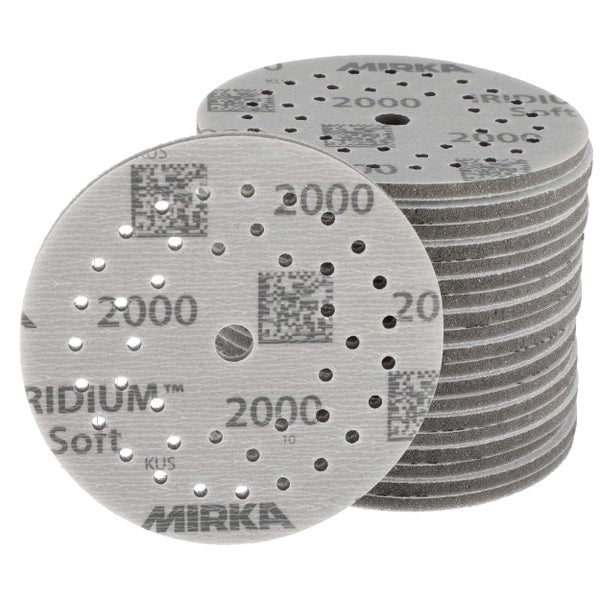 Mirka Iridium Soft Schleifscheiben Ø 125 mm / Korn P2000 / Klett Multifit / 20 Stück / schaumbasiertes Schleifmittel für präzises Trockenschleifen, Klarlackschliff, Finish