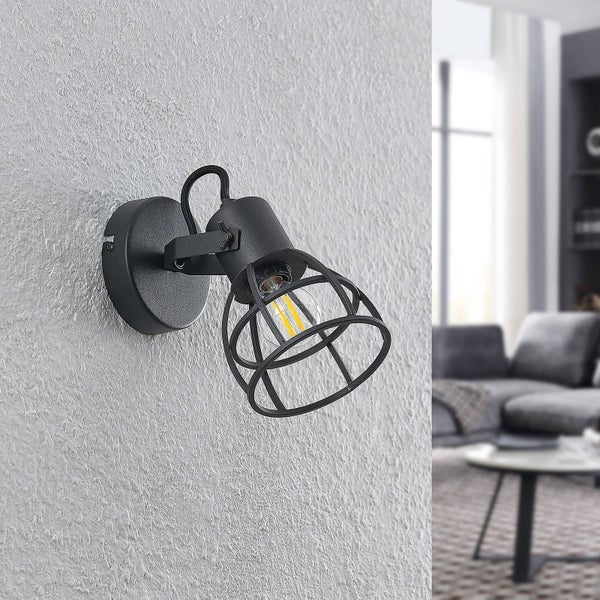 Lindby Strahler Flintos (Retro, Vintage Antik) in Schwarz aus Metall (1 flammig E14) - Deckenlampe Deckenleuchte Lampe Spot Wohnzimmerleuchte