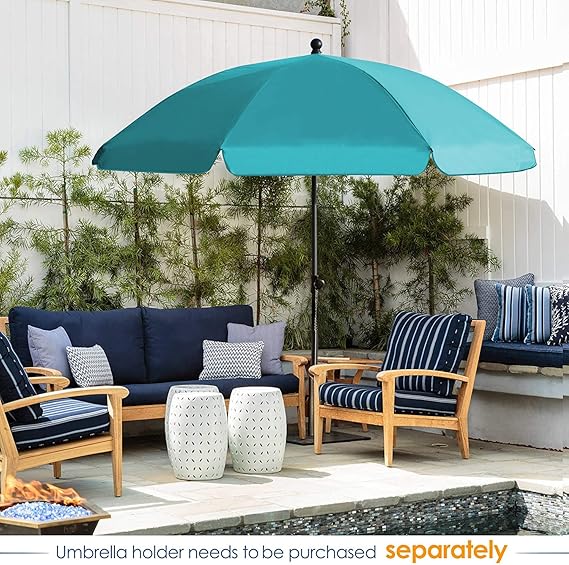 RESCH Sonnenschirm für Strand Türkis, Ø 200 cm, Gartenschirm, UV-Schutz bis UPF 50+, knickbar, Sonnenschutz Balkon, tragbar, Schirmrippen aus Glasfaser