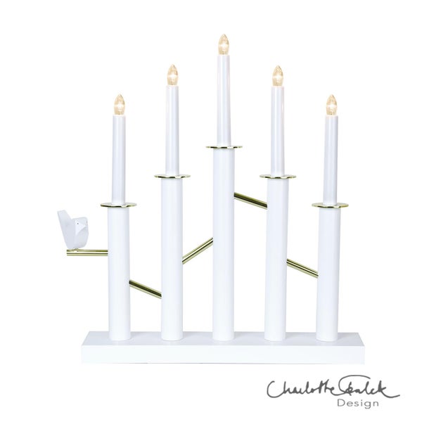 Weihnachtsleuchter mit fünf Lichtern und Vogeldekor