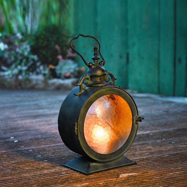 FRANK FLECHTWAREN | Laterne Bullauge, 20 x 12 x 34 cm, ohne Kerze, METALL, GLAS