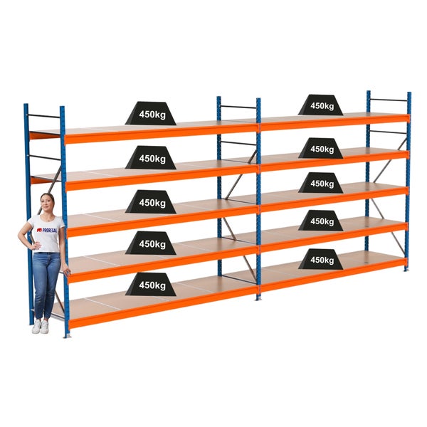 Regal mit vier Ebenen und einer Traglast von 450 Kilogramm pro Ebene