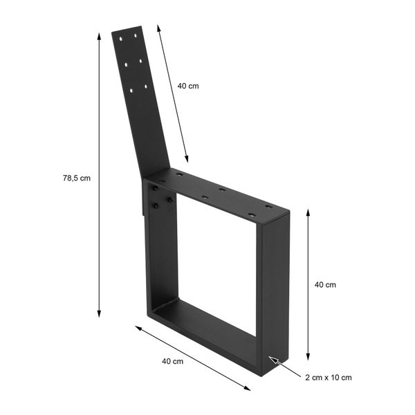 ML-Design 2 Stück Bankbeine aus Stahl massiv 40x78,5cm Schwarz Bankgestell aus Metall mit Rückenlehne für Außenbereich, DIY Gartenbank, stabil wetterfest rostfrei, Bankkufen Bankfüße Parkbank Sitzbank