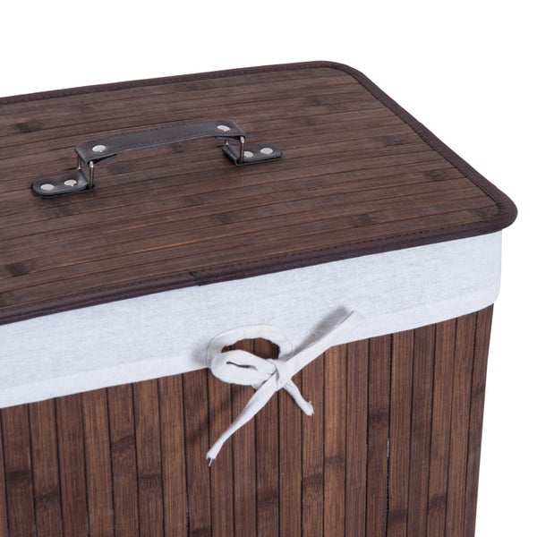 Wäschekorb aus Bambus mit Deckel und Stoffeinsatz