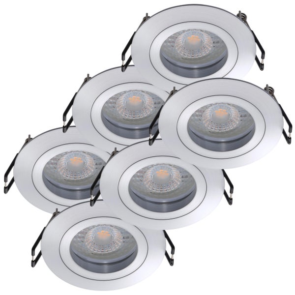 Einbaustrahler Lyon 6er Set 3000K LED Modul 4 8W Aluminium 380lm Warmweiß 68mm Einbaudurchmesser für Wohnzimmer Schlafzimmer Küche
