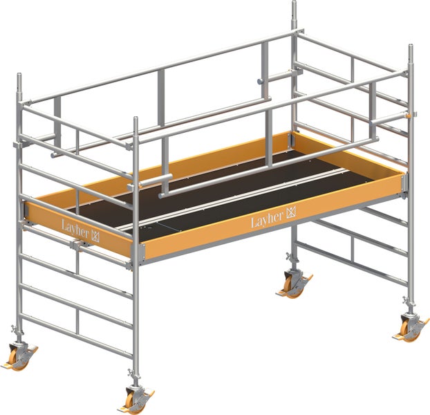 Layher Fahrgerüst mit Rollen und Geländer