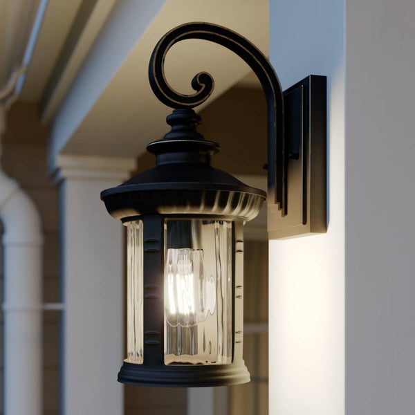 Lindby Wandleuchte außen (Laterne) Barret (Retro, Vintage Antik) in Braun aus Aluminium (1 flammig E27) - Außenwandleuchten Wandlampe Led Außenlampe Outdoor für Außenwand/Hauswand
