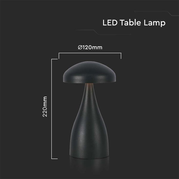 V-TAC VT-1041-B - Black Rechargeable Table Lamps - IP20 - 1W - 55 Lumen - 3IN1