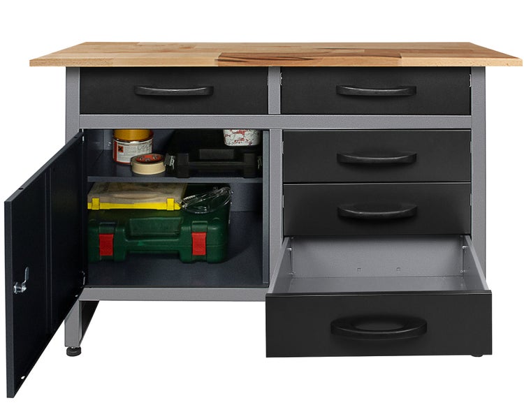 Werkbank mit Schubladen und Schrankfach zur Werkzeugaufbewahrung