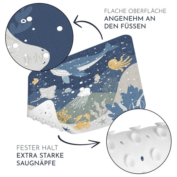 Badewannenmatte mit Meeresmotiven und Saugnäpfen für sicheren Halt