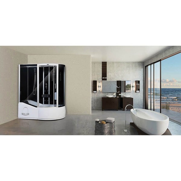 Home Deluxe - Duschtempel ALL IN 4in1 - Schwarz, 170 x 90 x 220 cm Rechts - inkl. Dampffunktion, Regendusche und Fußmassage I Dampfsauna, Duschtempel Whirlpool Fertigdusche