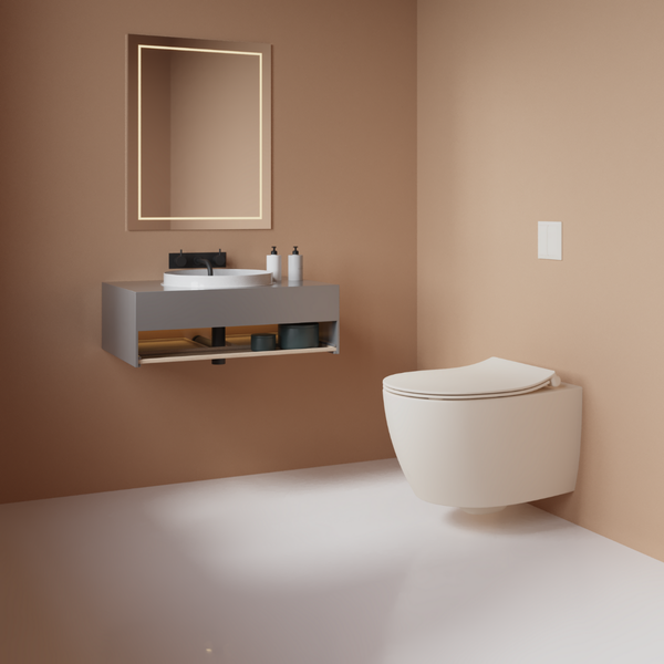 Isvea WC Toilet Badezimmer Wand-WC Elfenbein mit Softclose-Sitz