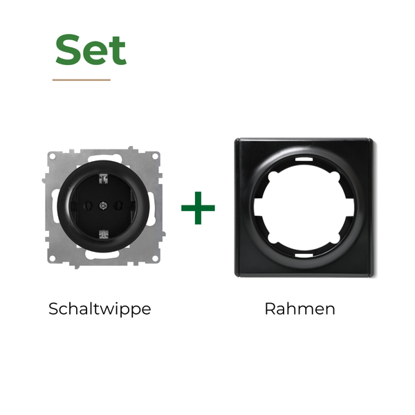 Set bestehend aus Steckdoseneinsatz und Abdeckrahmen für die Elektroinstallation