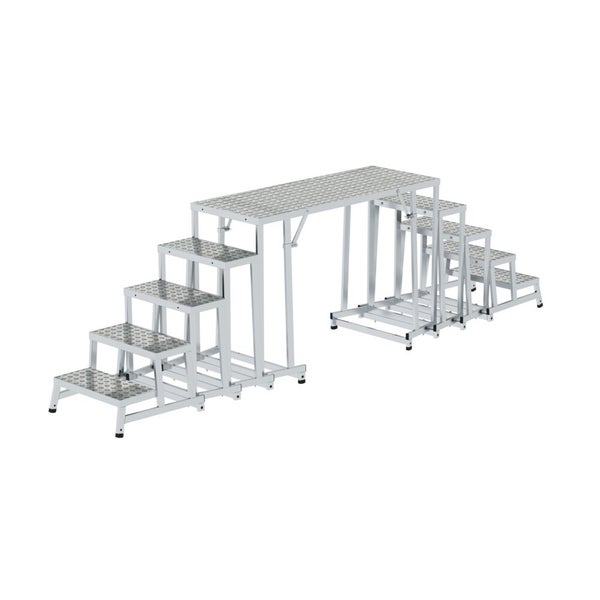 PROREGAL Arbeitspodest Modular Überstiegsmodul Aluminium-Warzenblech Rutschfeste Kunststoffschuhe