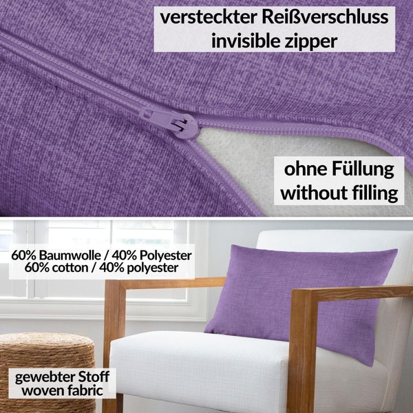 Kissenhülle Leinenoptik 30x50cm ohne Füllung Lila