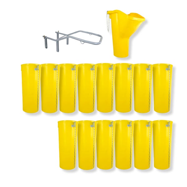 Bauschuttrutschen-Set SIRL XXL Profi | 16-teilig | 15,83m Länge | Einfülltrichter, Halterung & 14 Schuttrohre | Gelb