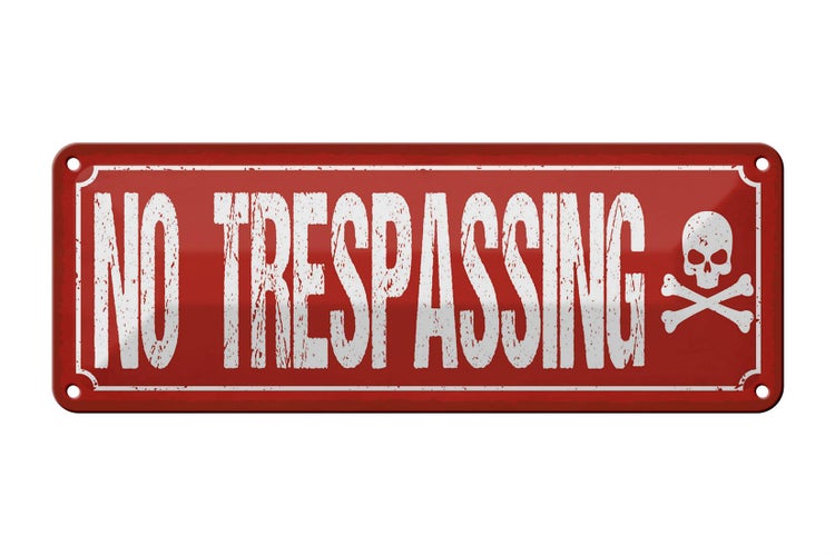 Blechschild Spruch 27x10cm No trespassing Dekoration