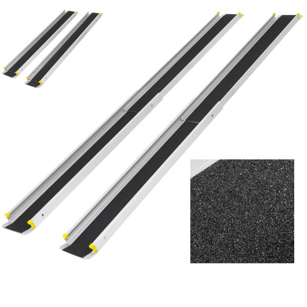 ECD Germany 2x Auffahrrampe aus Aluminium mit Antirutsch-Belag, 122 - 215 cm, klappbar, bis 270 kg, für Treppe und Hindernissen, Rollstuhlrampe Laderampe Teleskoprampe Rampe Auffahrschiene Ladeschiene