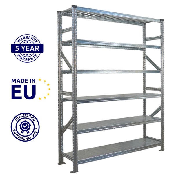 Metallregal mit fünf Jahren Garantie und TÜV-Zertifikat