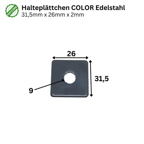 Halteplättchen COLOR aus Edelstahl, 31,5 mm x 26 mm x 2 mm