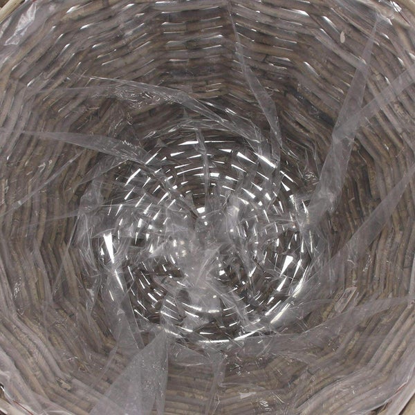 Dekoleidenschaft Pflanzkorb Rustikal Ø 45x40 cm groß, aus Rattan, rund, grau, Blumentopf, Pflanzkübel, Pflanztopf für Draußen, Blumenkübel