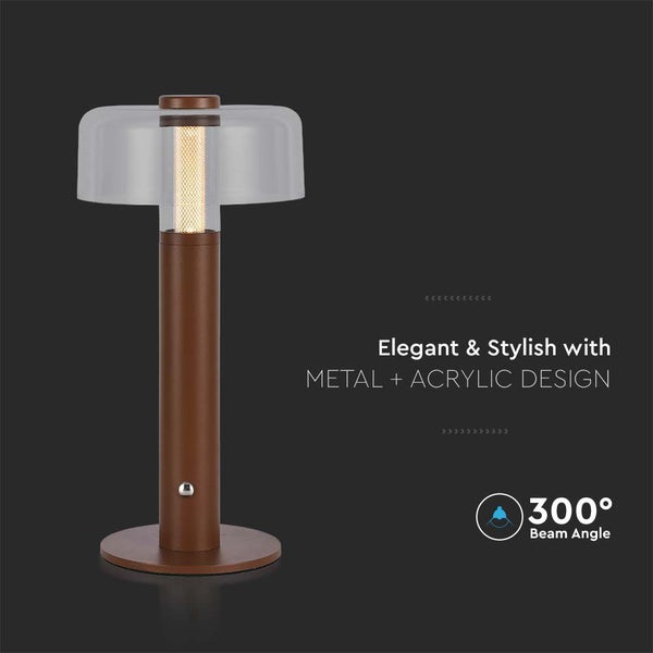 Tischleuchte aus Metall und Acryl mit 300 Grad Abstrahlwinkel