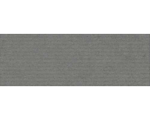 Graue Wandfliese mit horizontalem Liniendesign.