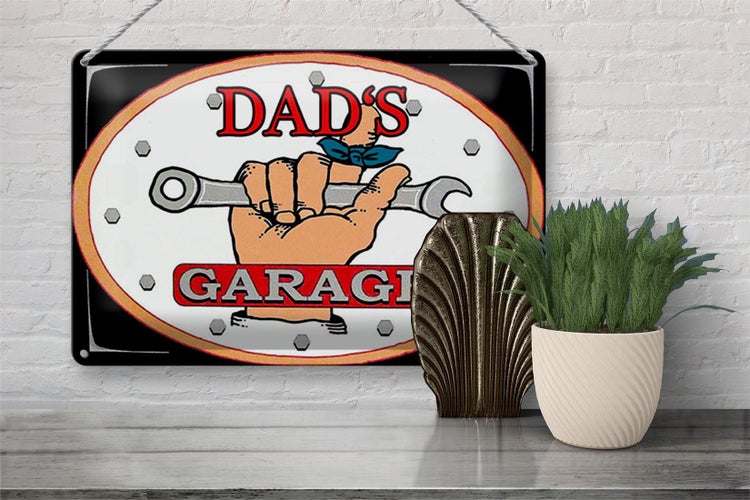 Blechschild Spruch 30x20cm dad´s Garage Papas Werkstatt