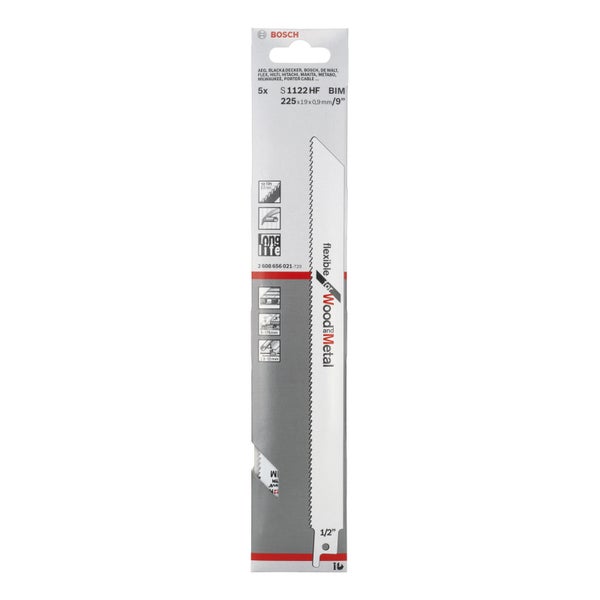 Bosch 5x Säbelsägeblatt S 1122 HF Flexible for Wood and Metal - 2608656021
