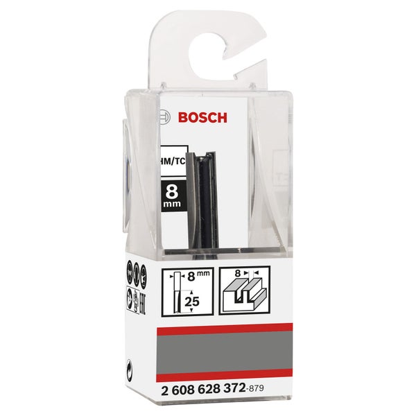 Bosch Nutfräser 8 mm im durchsichtigen Kunststoffgehäuse