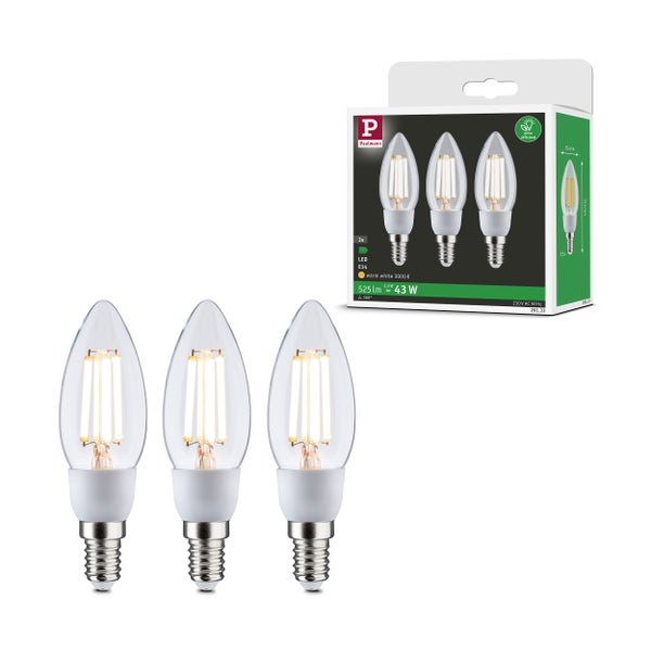 Eco-Line Filament 230V LED Kerze E14 3x525lm 3x2,5W 3000K Klar