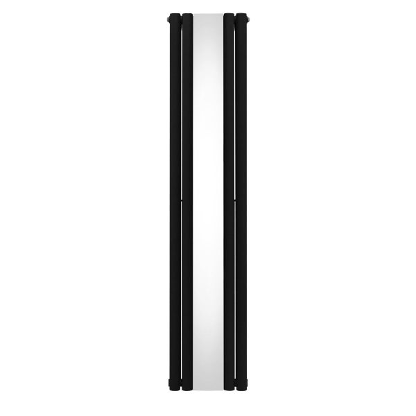 Oval Röhrenheizkörper mit Spiegel - 1800mm x 380mm - Schwarz