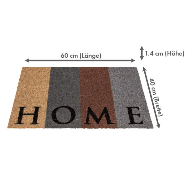 Fußmatte mit dem Wort HOME und den Maßen 60 mal 40 mal 1,4 Zentimeter