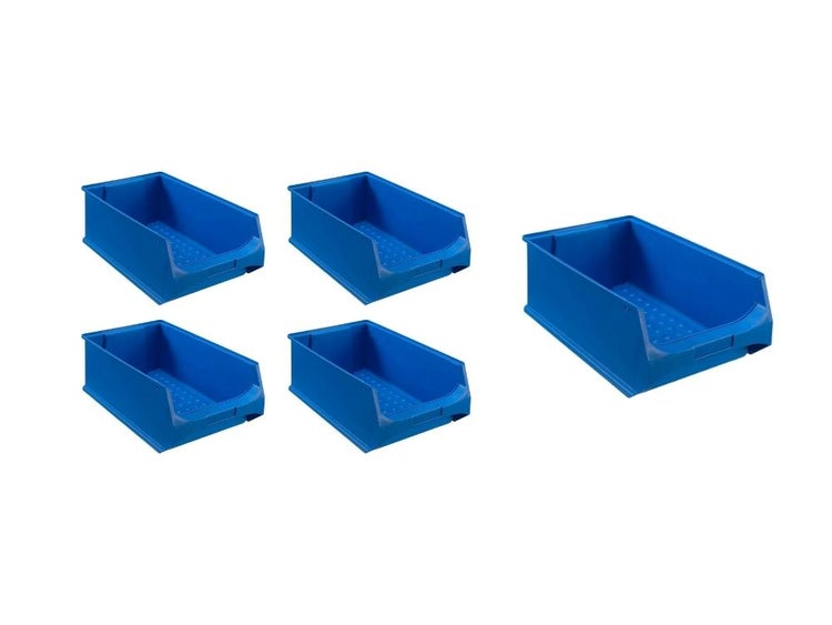 PROREGAL SparSet 5x Blaue Sichtlagerbox 5.0 HxBxT 20 x 30 x 50 cm 21,8 Liter Sichtlagerbehälter