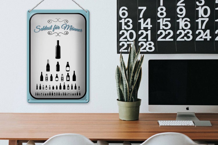 Blechschild Spruch 20x30cm Sehtest für Männer Bier Alkohol