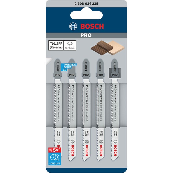Bosch PRO Hardwood clean reverse T101BRF Stichsägeblatt 100 mm 5-tlg. - 2608634235
