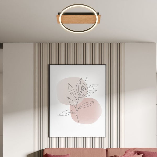LED Deckenlampe Holz Deckenleuchte Wohnzimmer Schlafzimmer Warmweißes Licht