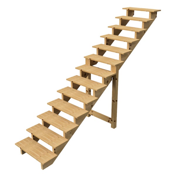 Holztreppe mit zwölf Stufen
